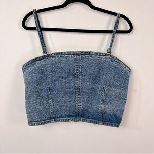 2/$30 Habitual Denim Crop Tank Top Adjustable Removable Straps size large NWT
